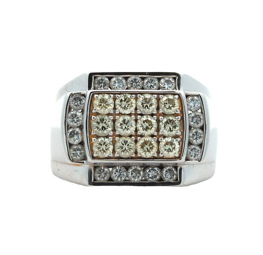 14KT White and Yellow Gold 1.77ctw Diamond Estate Cluster Ring size 10.25