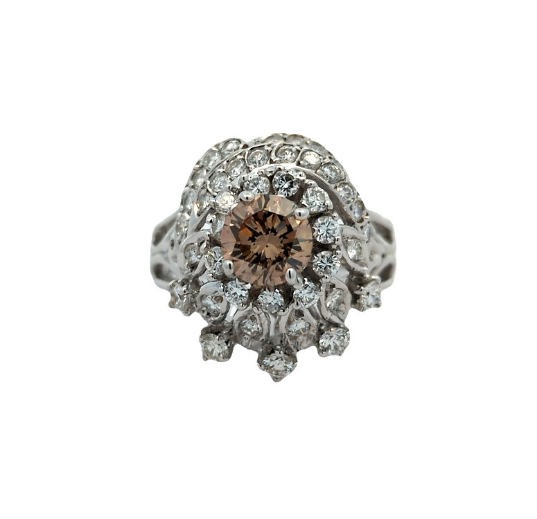 14KT White Gold 2.22ctw Diamond Estate Ring size 7.5