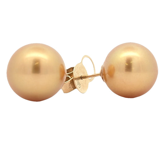 14KT Yellow Gold South Sea Pearl Estate Stud Earrings