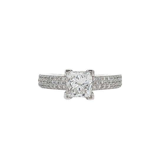 18KT White Gold 1.33ctw Diamond Estate Engagement Ring size 5