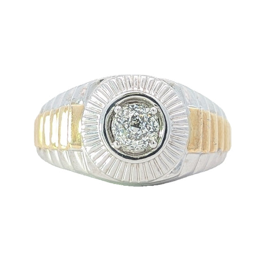 14KT White and Yellow Gold 0.77ctw Diamond Solitaire Estate Ring