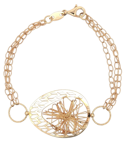 18KT Yellow Gold 7.5" Wire Design Estate Bracelet