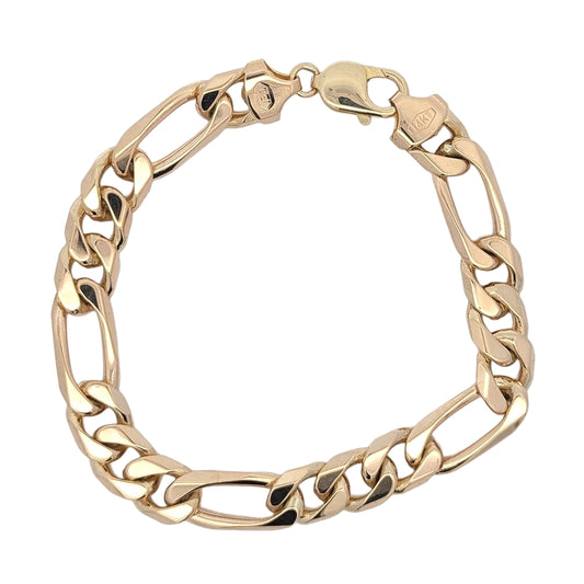 14KT Yellow Gold 9" Figaro Link Estate Bracelet