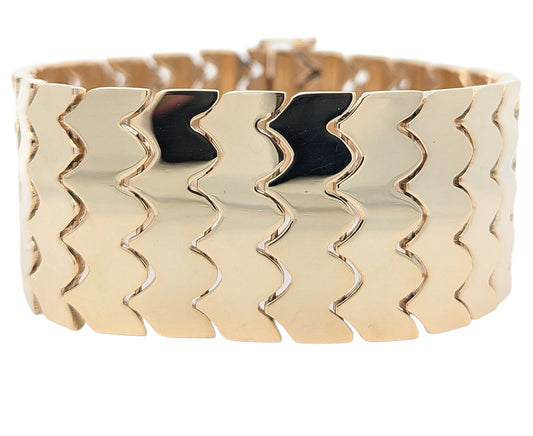 14KT Yellow Gold 7.5" 27mm Estate Bracelet