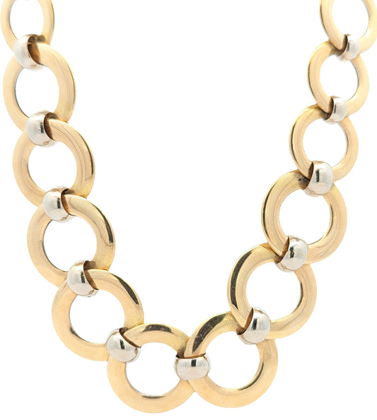 18KT Yellow and White Gold Interlocking Circle Estate Necklace
