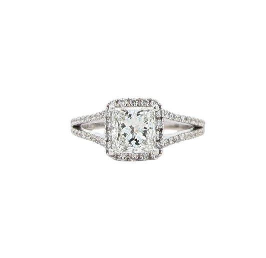 18KT White Gold 1.38ctw Diamond Estate Engagement Ring size 6