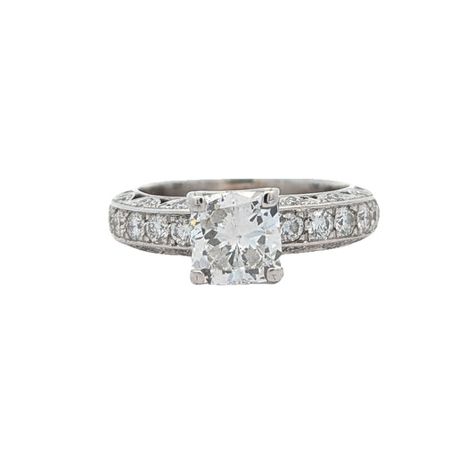 18KT White Gold 2.80ctw Diamond Estate Engagement Ring size 6.5