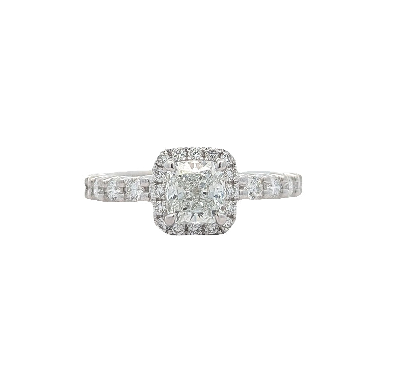 18KT White Gold 1.60ctw Diamond Estate Engagement Ring size 7