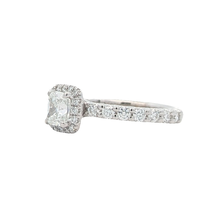 18KT White Gold 1.60ctw Diamond Estate Engagement Ring size 7