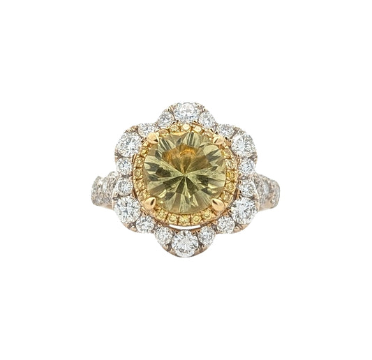 18KT Yellow and White Gold Natural Citrine Quartz and 1.20ctw Diamond Estate Ring size 6.25