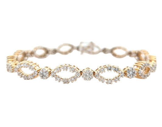 14KT Yellow Gold with Rhodium Plating 2.60ctw Diamond 7" Estate Bracelet