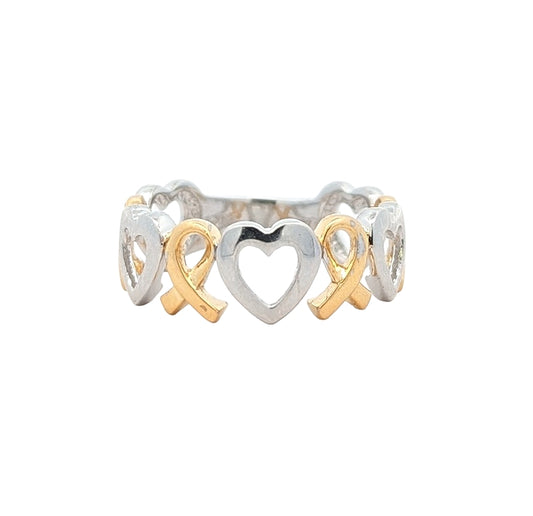 14KT Yellow and White Gold Heart Estate Ring size 7