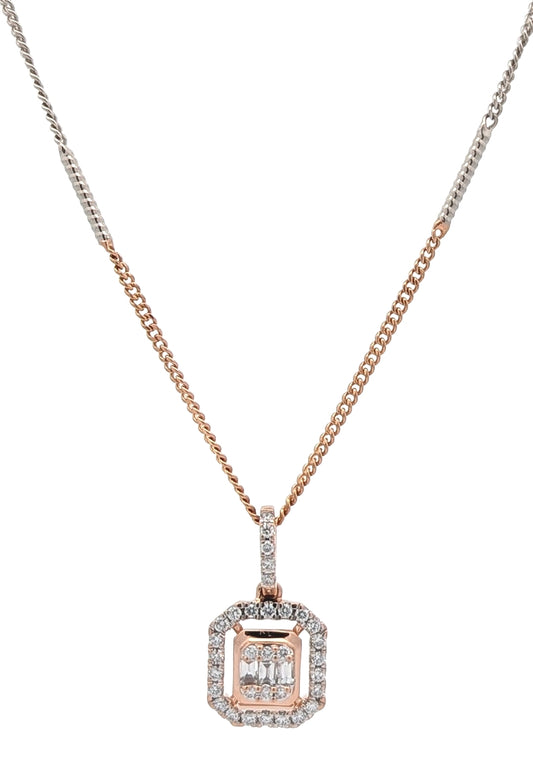 18KT Rose and White Gold 0.24ctw Diamond Estate 16"  Necklace