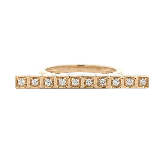 14K Yellow Gold 0.15ctw Diamond Bar Estate Ring size 6.75