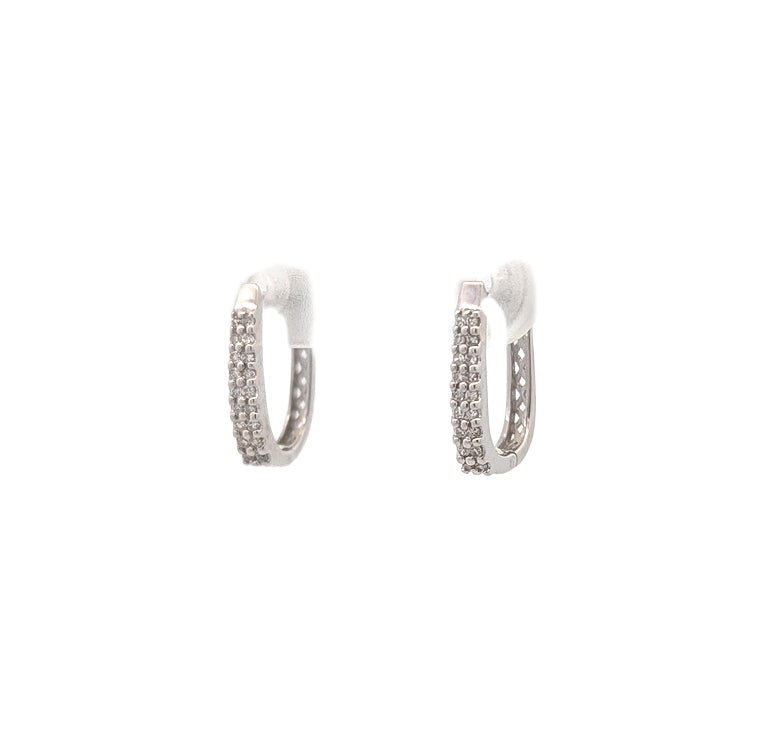 10KT White Gold 0.50ctw Diamond Estate Hoop Earrings