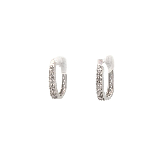 10KT White Gold 0.50ctw Diamond Estate Hoop Earrings
