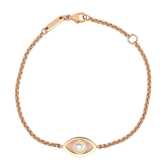 18KT Rose Gold 0.05ctw Diamond "Chopard" Evil Eye Estate Bracelet