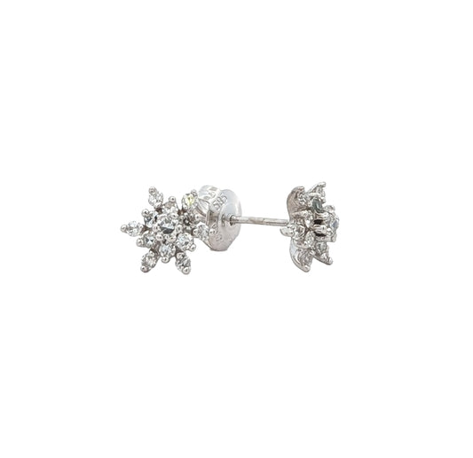 14KT White Gold 0.25ctw Diamond Estate Flower Stud Earrings