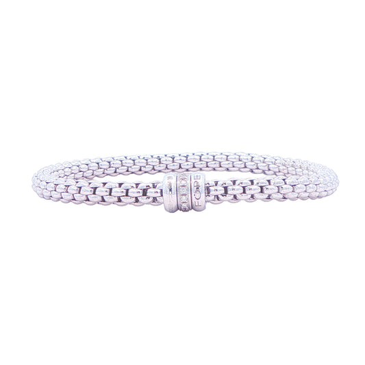 18KT White Gold 0.10ctw Diamond "Fope" Estate Expandable Bracelet