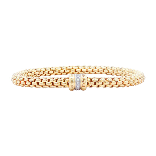 18KT Yellow Gold 0.10ctw Diamond "Fope" Estate Expandable Bracelet