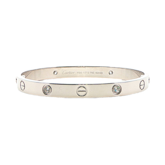 18KT White Gold "Cartier Style" 0.20ctw Diamond Estate Love Bracelet
