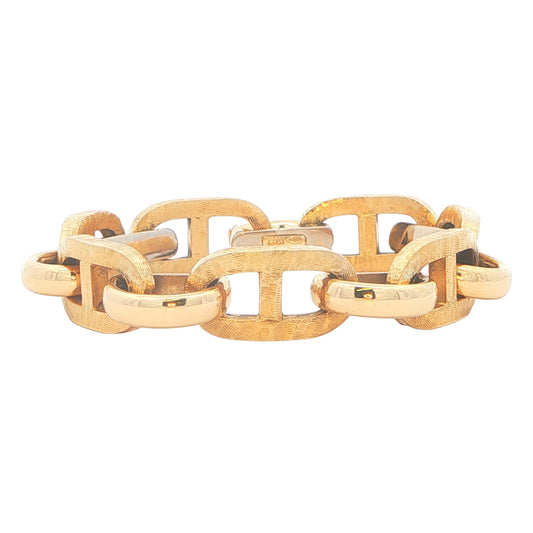 18KT Yellow Gold Anchor Link 7.5" Estate Bracelet