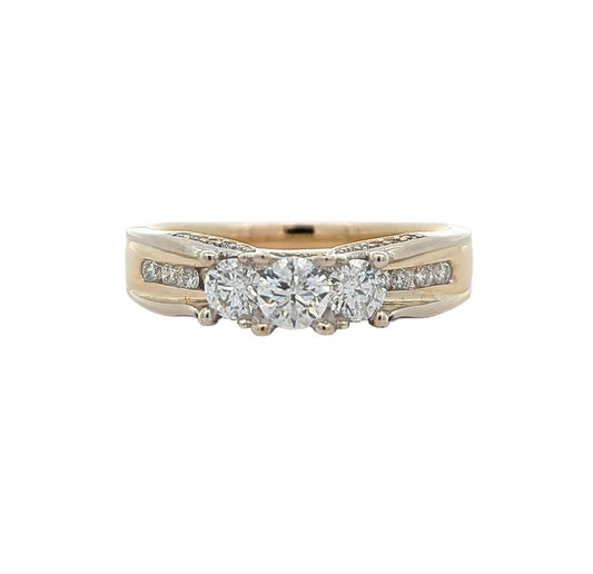 14KT Yellow Gold with Rhodium Plating 1.00ctw Diamond Estate Engagement Ring size 9.25
