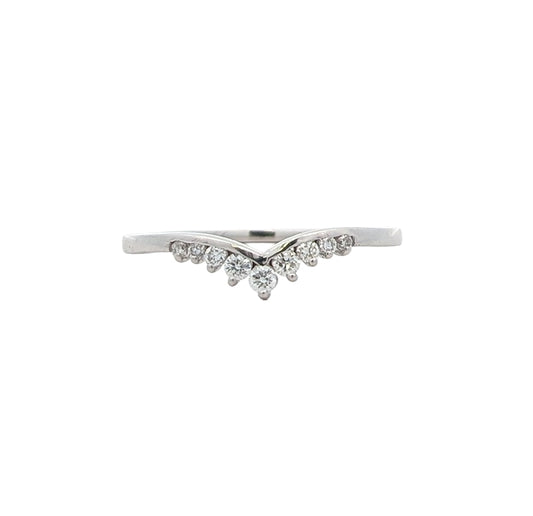 14K White Gold 0.20ctw Diamond Chevron Ring size 8