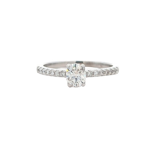 18KT White Gold 0.70ctw Canadian Diamond Estate Engagement Ring size 7.5