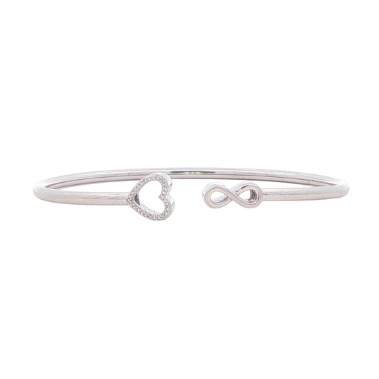 Sterling Silver CZ Infinity Heart Estate Bangle