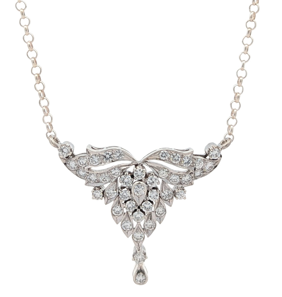 Sterling Silver 1.08ctw Diamond 16 Estate Necklace
