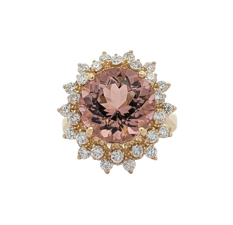14K Yellow Gold 0.70ctw Diamond Brown Topaz Estate Ring