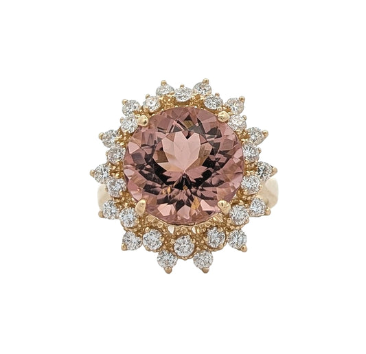 14K Yellow Gold 0.70ctw Diamond Brown Topaz Estate Ring