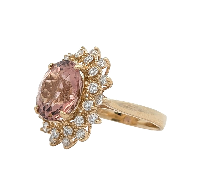 14K Yellow Gold 0.70ctw Diamond Brown Topaz Estate Ring