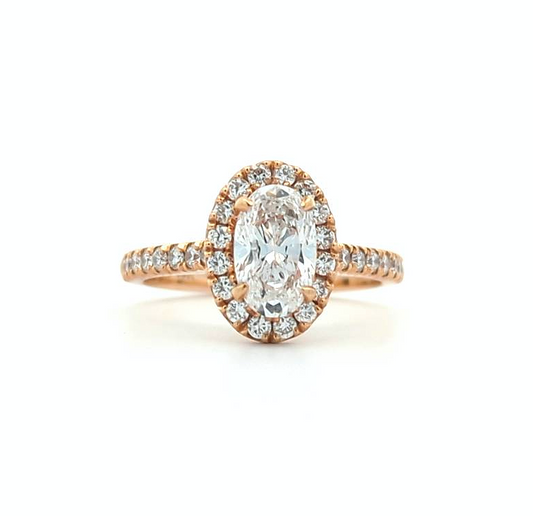 18KT Rose Gold 1.03ctw Oval Diamond Engagement Ring size 6