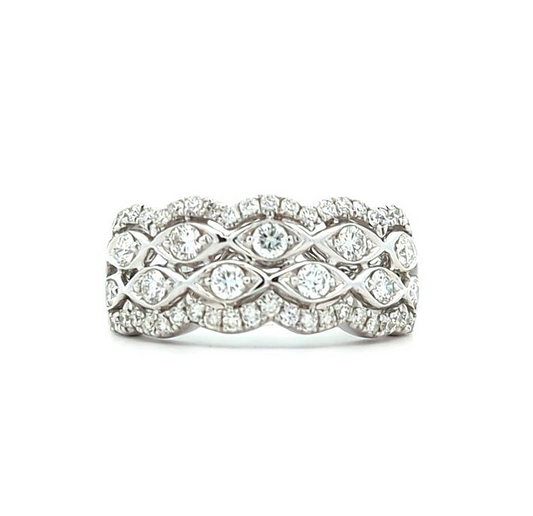 14KT White Gold 0.77ctw Diamond Fashion Band Size 6.5