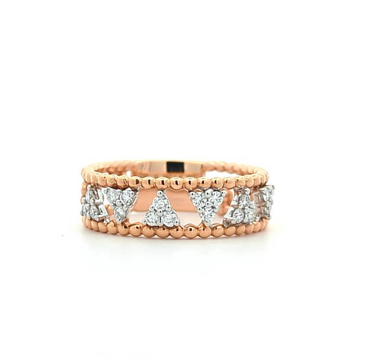 18KT Rose and White Gold 0.25ctw Diamond Ring size 6.75