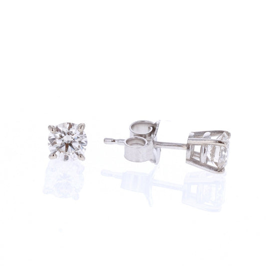 14KT White Gold 0.89ctw Diamond Estate Stud Earrings