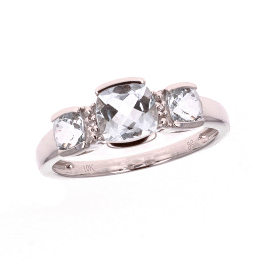 10KT White Gold Aquamarine and Diamond Ring size 7.25