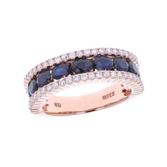 14KT Rose Gold Sapphire and Diamond Estate Ring size 7