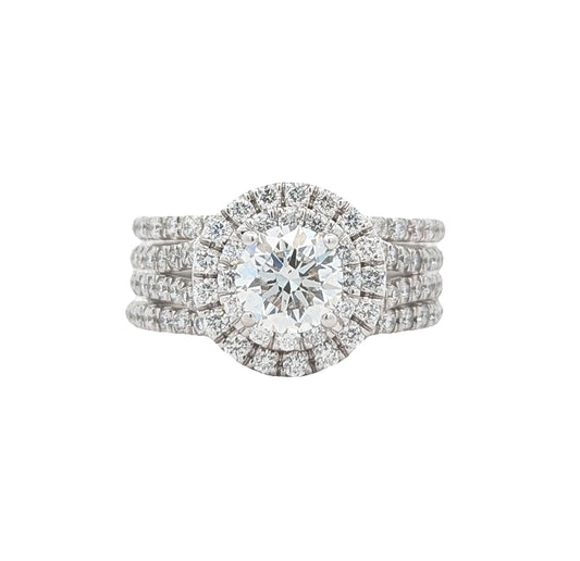 18Kt White Gold 2.66ctw Diamond Estate Engagement Ring size 7.5