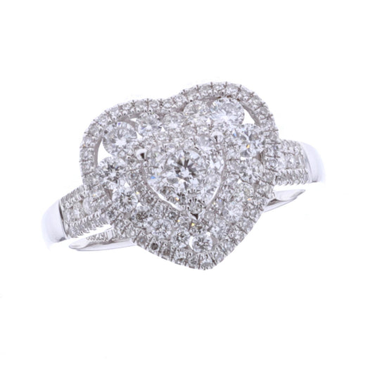 14KT White Gold 1.00ctw Diamond Heart Ring Size 7