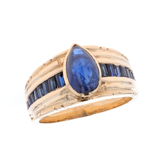 18KT Yellow Gold Estate Men's Sapphire Ring size 9.25