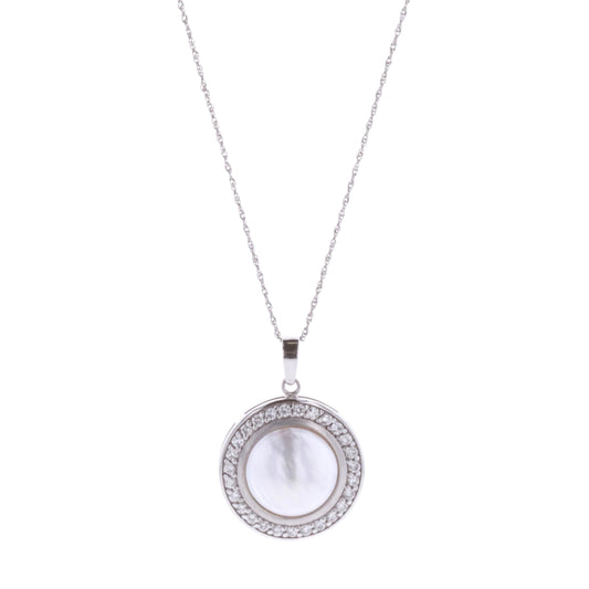 14KT White Gold Mother of Pearl & 0.75ctw Diamond Estate Necklace