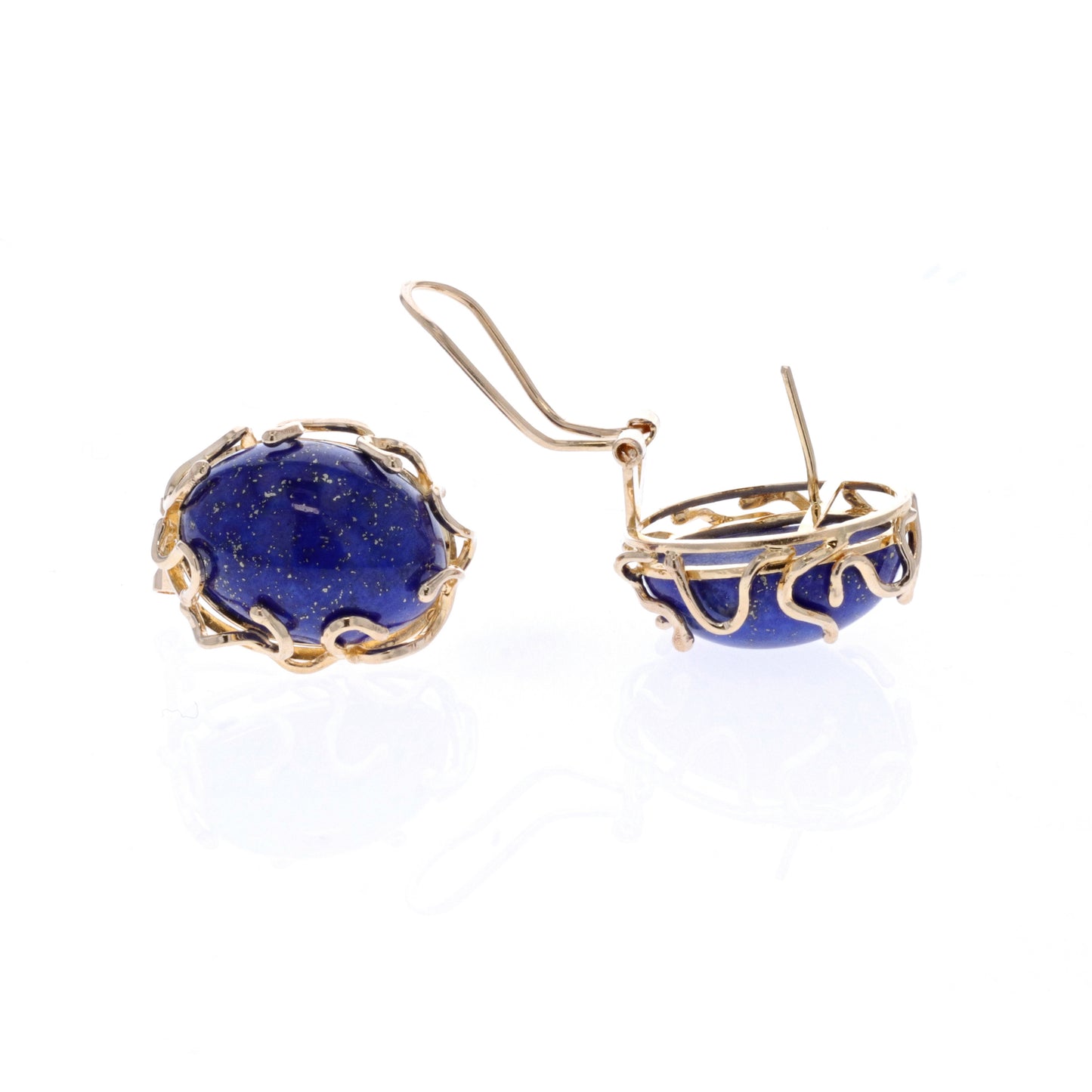 14KT Yellow Gold Natural Lapis Lazuli Estate Earrings