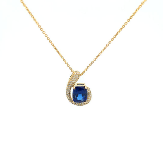 14-18KT Yellow Gold Natural Tanzanite and 1.27ctw Diamond Estate 22" Necklace