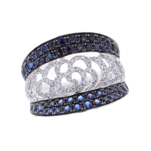 18KT White Gold Diamond and Sapphire Ring size 7