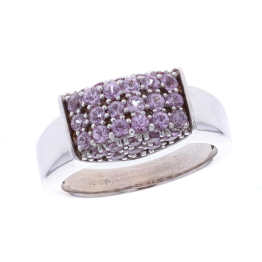18KT White Gold Pink Sapphire Ring size 5.5