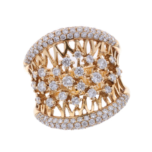 18KT Yellow Gold 1.88ctw Diamond Estate Fancy Ring Size 7.25