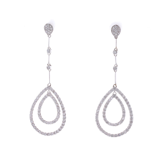 14KT White Gold 1.50ctw Diamond Estate Drop Earrings